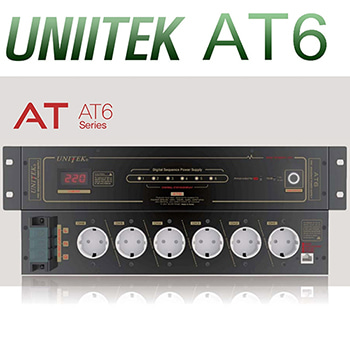 UNITEK AT6 / AT-6 / 유니텍 / 순차전원 분배기 / 파워시퀀서 / 6차 순차 전원부 / 2단계 시간조정 / 옵션: 노이즈 필터내장, 음성안내 지원